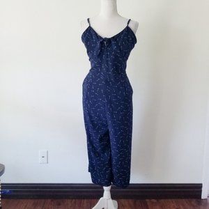 Navy Blue Arrow Jumpsuit Romper Tie Xhilaration L